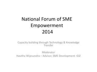 National Forum of SME Empowerment 2014