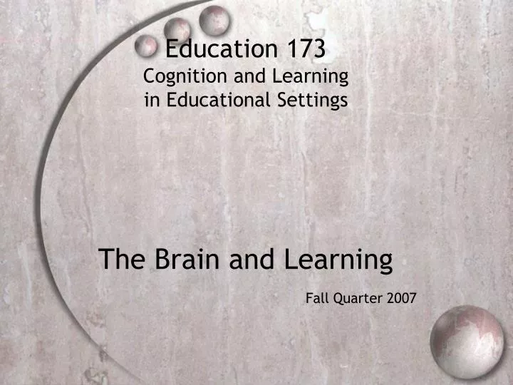 education 173 cognition and learning in educational settings the brain and learning