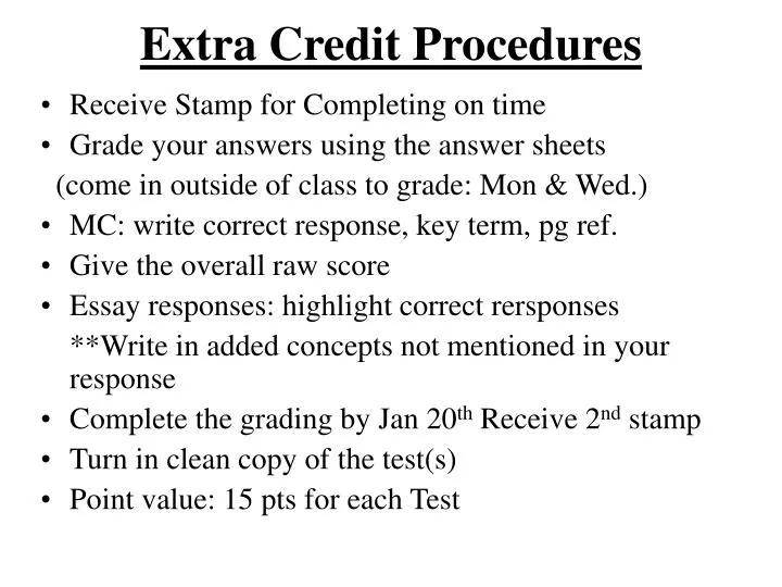 extra credit procedures