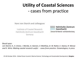 Utility of Coastal Sciences - cases from practice