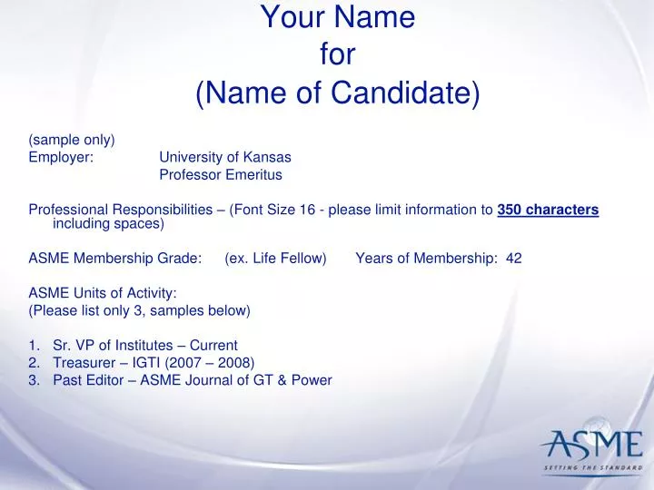 your name for name of candidate