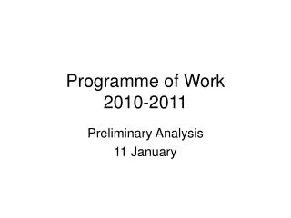 Programme of Work 2010-2011