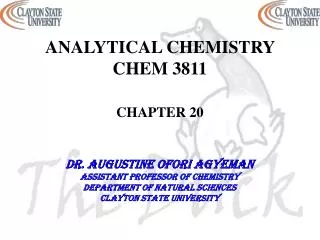ANALYTICAL CHEMISTRY CHEM 3811 CHAPTER 20