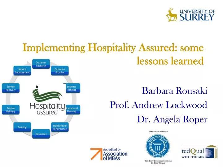 implementing hospitality assured some lessons learned
