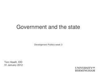 Government and the state Development Politics week 3