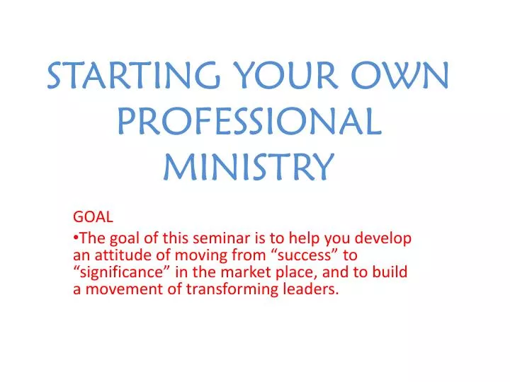 starting your own professional ministry