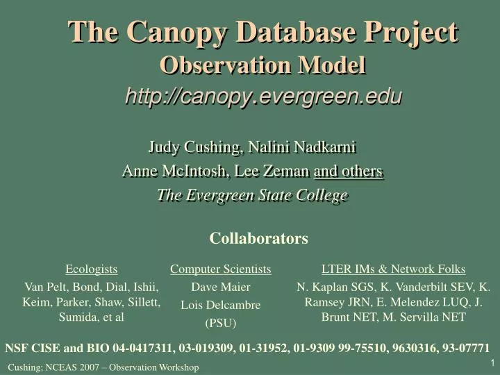 the canopy database project observation model http canopy evergreen edu