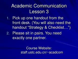 Academic Communication Lesson 3