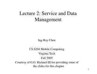 Lecture 2: Service and Data Management