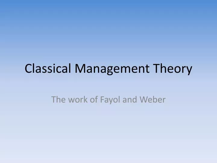 classical management theory