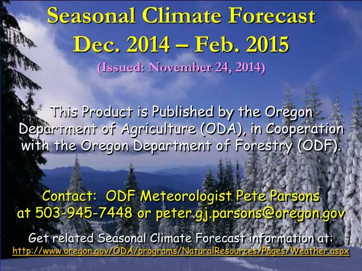 seasonal climate forecast dec 2014 feb 2015 issued november 24 2014