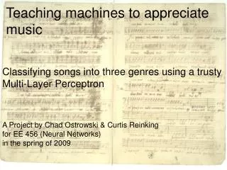 Teaching machines to appreciate music