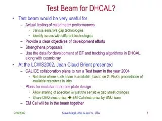 Test Beam for DHCAL?