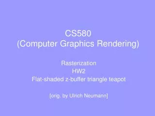 CS580 (Computer Graphics Rendering)