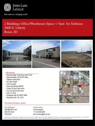 2 Buildings Office/Warehouse Space + Yard for Sublease 2600 S. Liberty Boise, ID