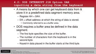 4.2: DOS INTERRUPT 21H Option 0AH inputting a data string from the keyboard