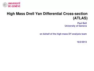 High Mass Drell Yan Differential Cross-section (ATLAS)