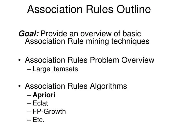 association rules outline
