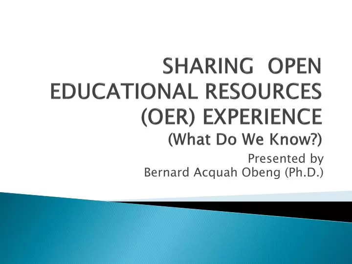 sharing open educational resources oer experience what do we know