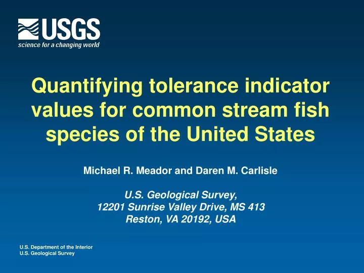 quantifying tolerance indicator values for common stream fish species of the united states