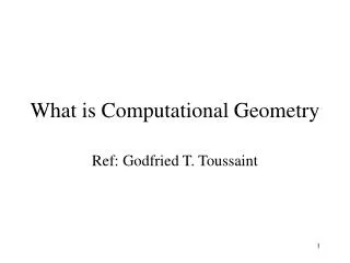 What is Computational Geometry