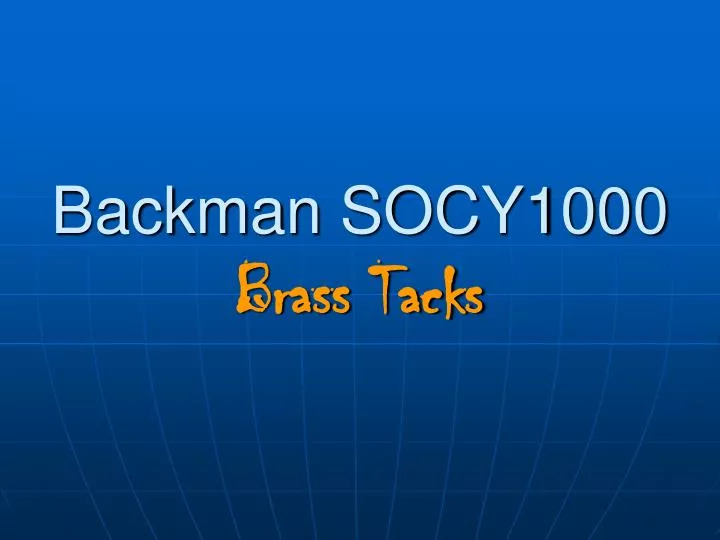 backman socy1000 brass tacks
