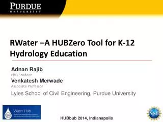 RWater –A HUBZero Tool for K-12 Hydrology Education