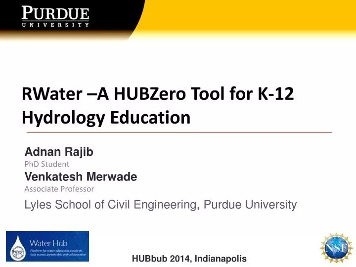 rwater a hubzero tool for k 12 hydrology education
