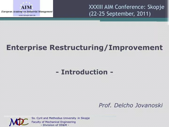 xxxiii aim conference skopje 22 25 september 2011