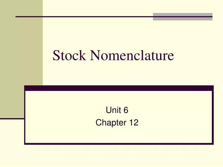 stock nomenclature