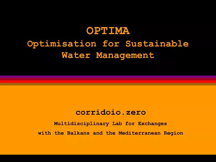 optima optimisation for sustainable water management