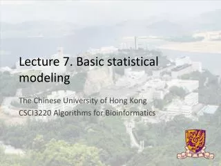 Lecture 7. Basic statistical modeling