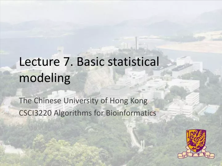 lecture 7 basic statistical modeling