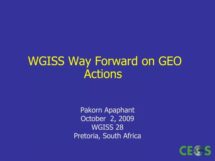 wgiss way forward on geo actions