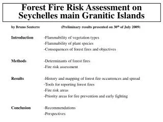 Forest Fire Risk Assessment on Seychelles main Granitic Islands