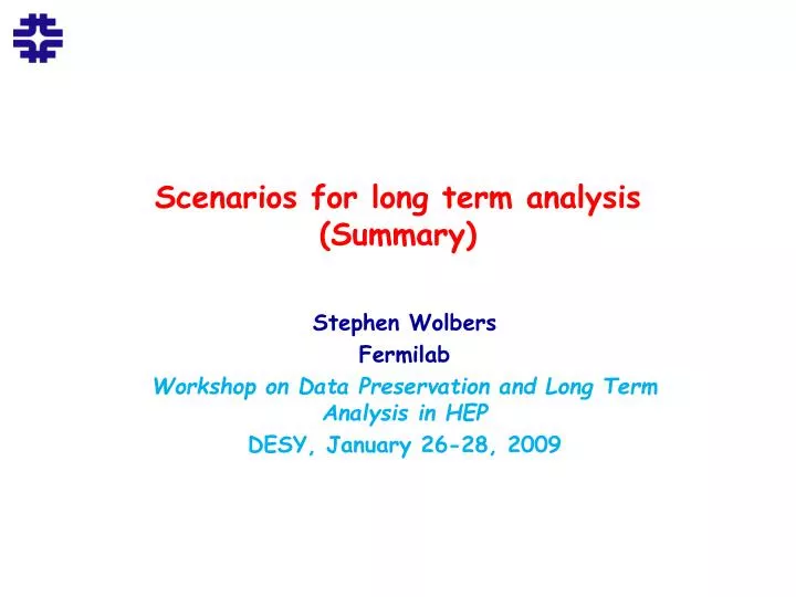 scenarios for long term analysis summary