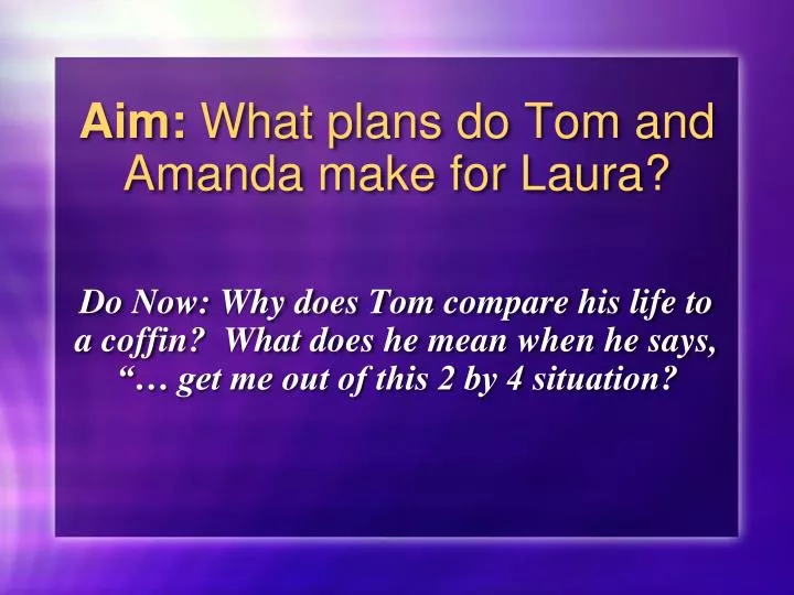 aim what plans do tom and amanda make for laura