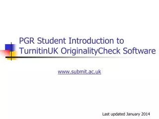 PGR Student Introduction to TurnitinUK OriginalityCheck Software
