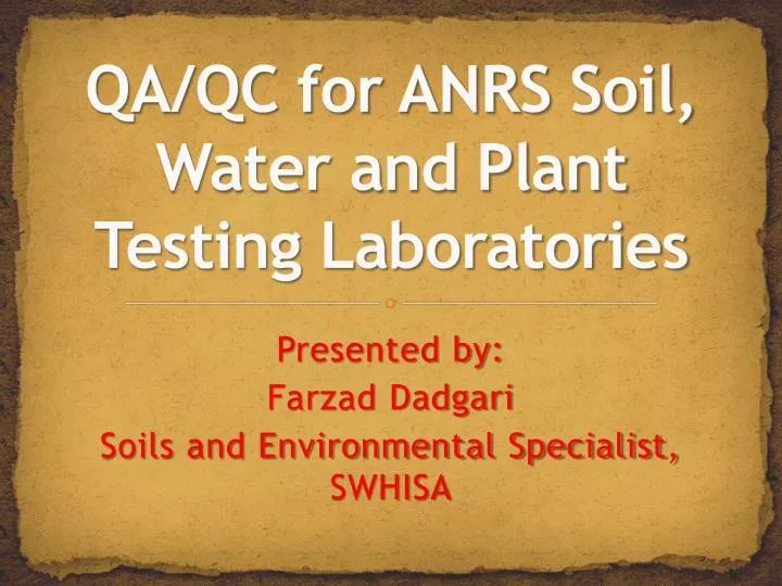 qa qc for anrs soil water and plant testing laboratories