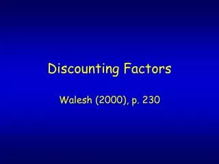 Discounting Factors
