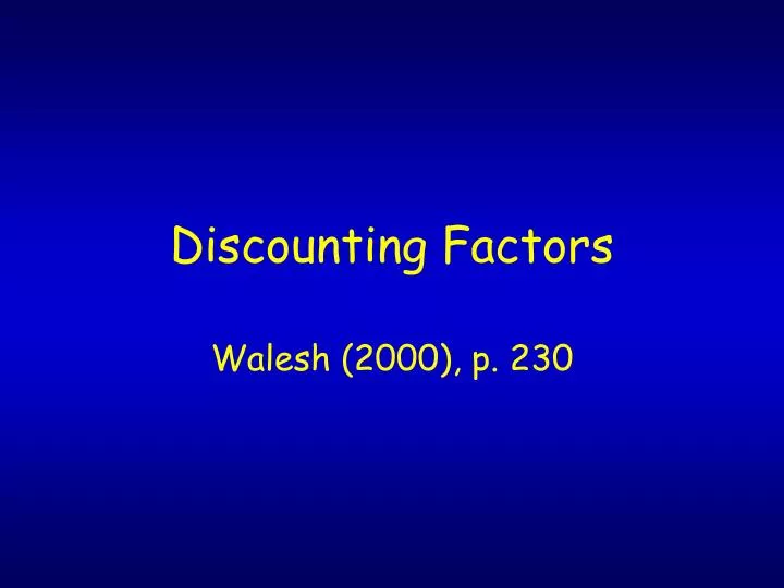 discounting factors