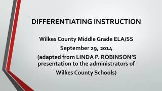 DIFFERENTIATING INSTRUCTION