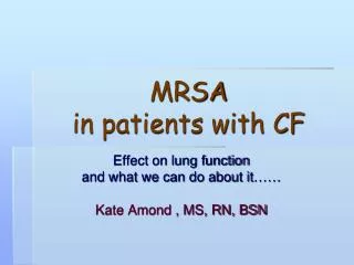 MRSA in patients with CF