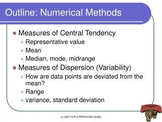 Outline: Numerical Methods