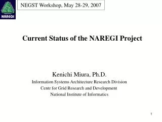 NEGST Workshop, May 28-29, 2007