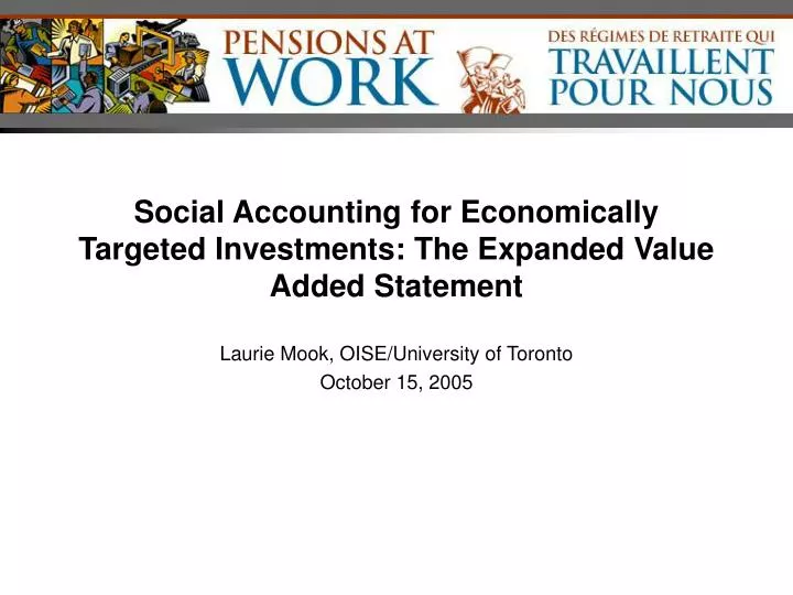 social accounting for economically targeted investments the expanded value added statement