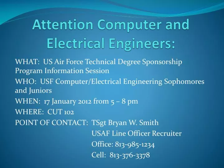 attention computer and electrical engineers
