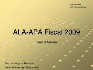 ALA-APA Fiscal 2009