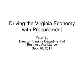 Driving the Virginia Economy with Procurement