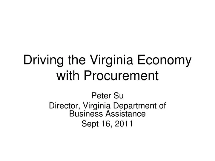 driving the virginia economy with procurement
